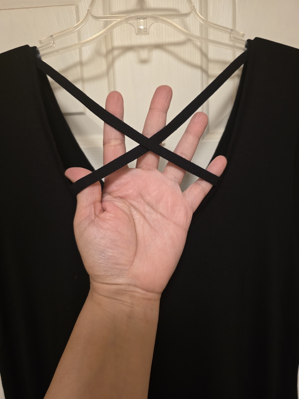 Lane Bryant Black Crisscross V-Neck Shift Dress - Picture 5 of 8
